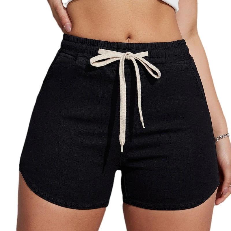 Plus Size A- Line Drawstring Denim Shorts For Women