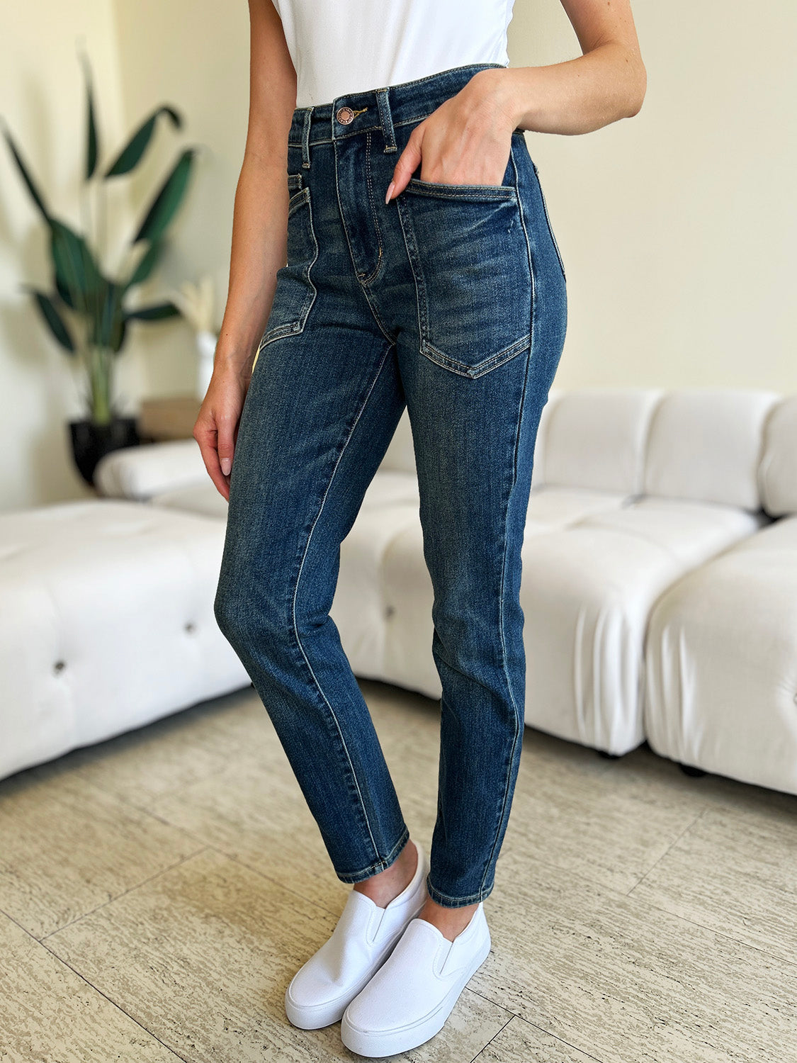 Judy Blue Full Size High Waist Skinny Jeans Size Down For Flattering Curvy Fit Women Everyday