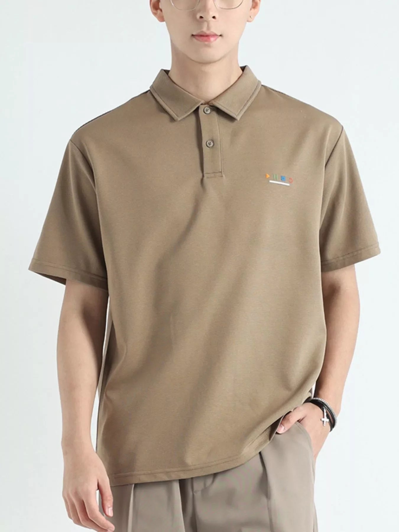 Men's Plus Size Button Detail Short Sleeve Polo