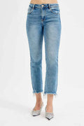 RISEN High Rise Crop Straight Slim Jeans | Full & Plus Size