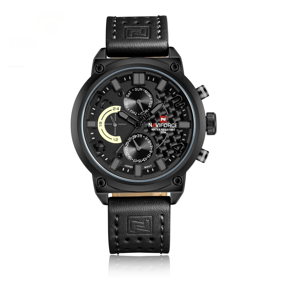 Men's Leather Band Quartz Waterproof Leisure Watch