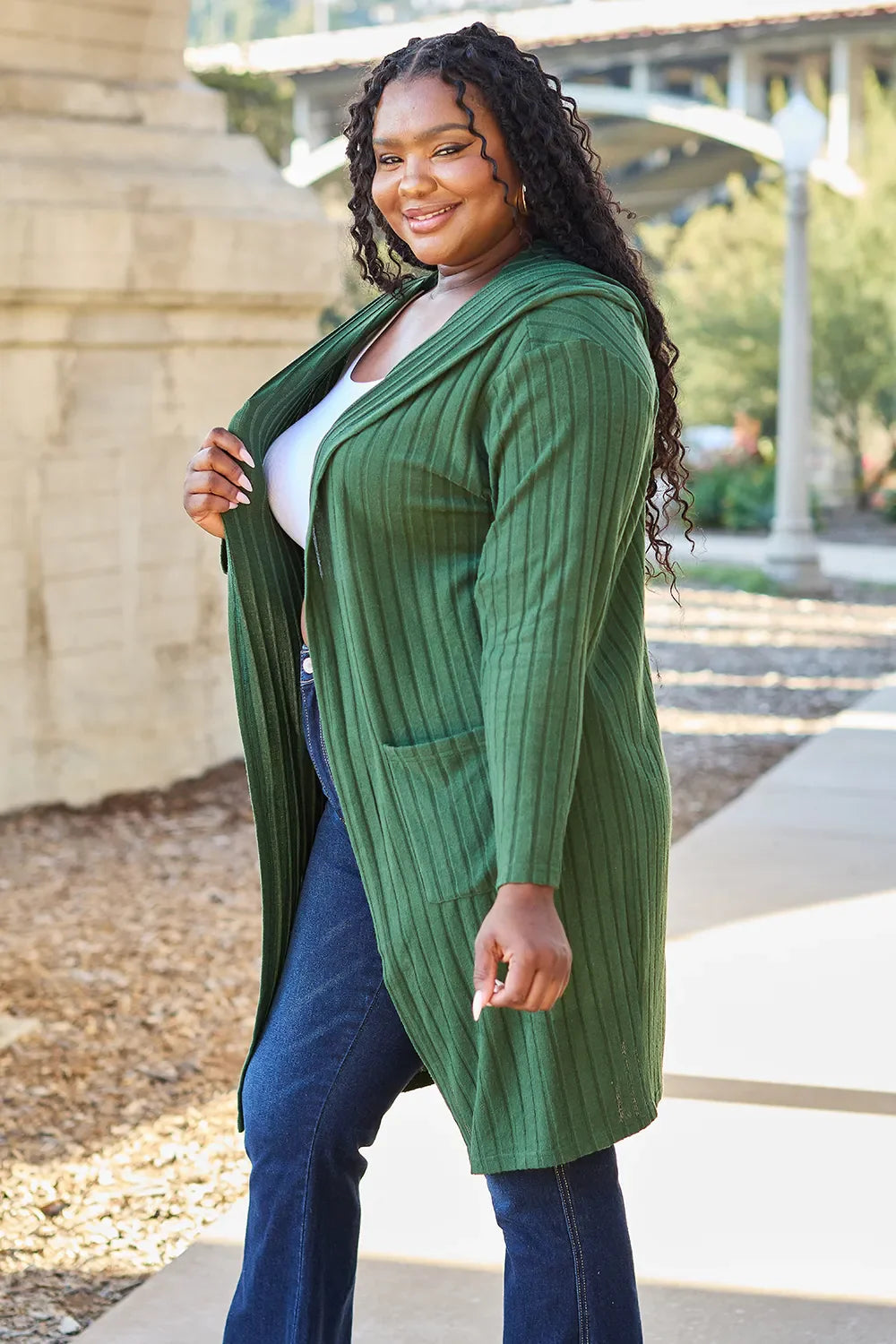 Basic Bae Full Size Hooded Cardigan