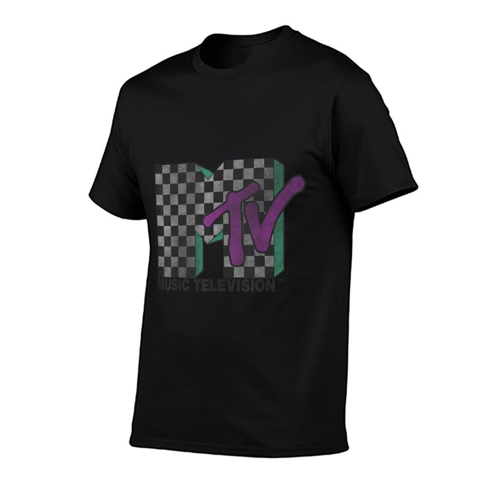MTV Checkered Distressed Retro Logo  High-quality Stitching T-Shirt