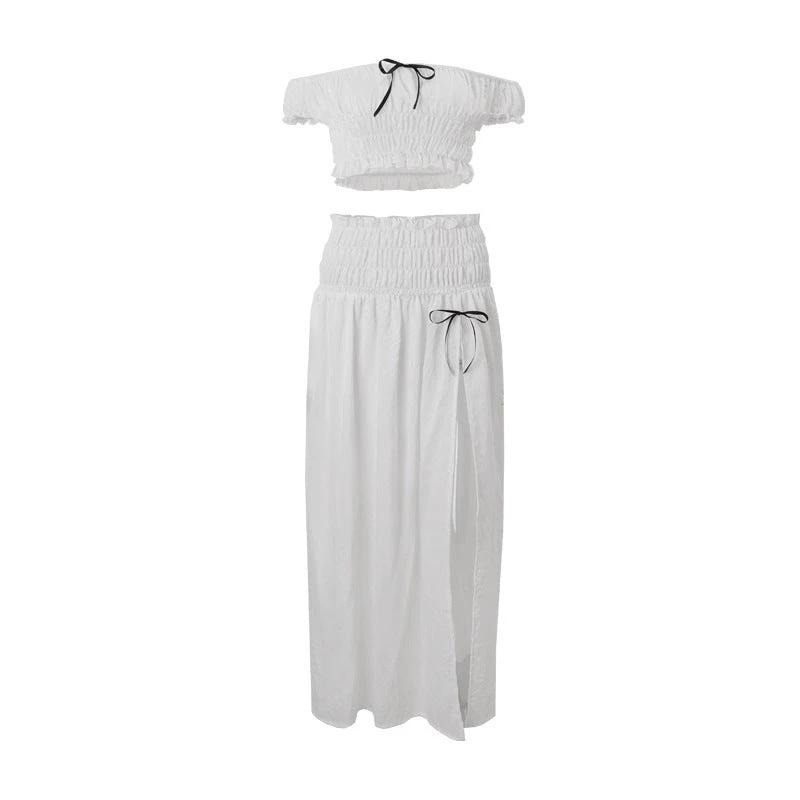 Off-neck Pure Desire Top French Style Temperament Skirt Suit