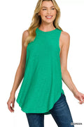 Zenana Curved Hem Slub Tunic Tank Top