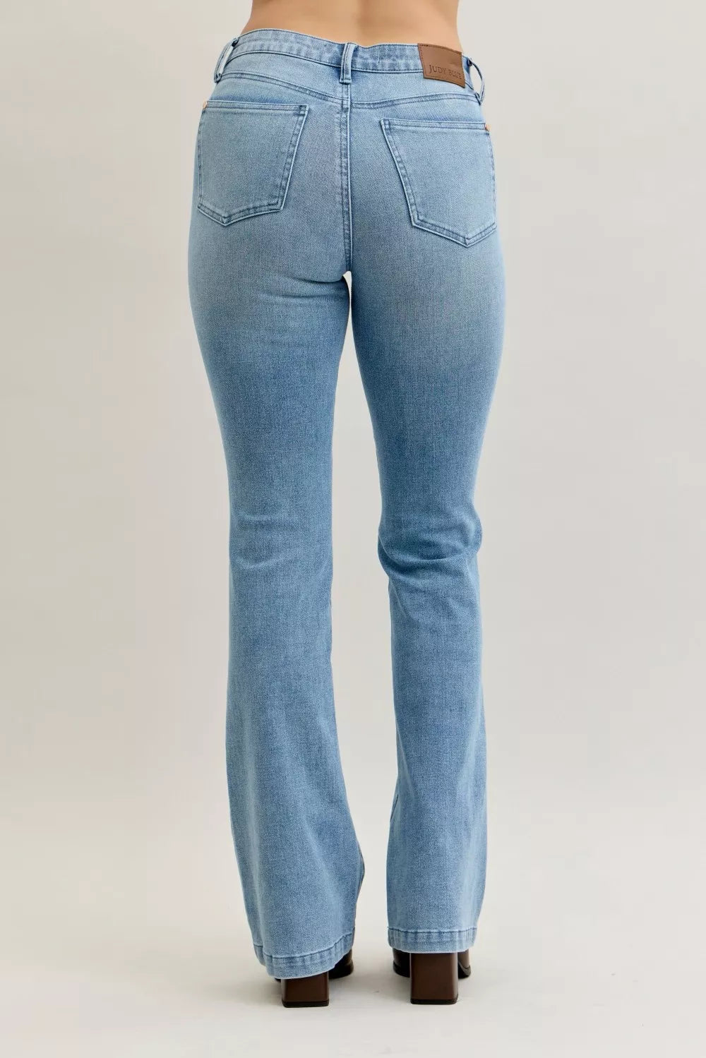 Judy Blue Bootcut Jeans Plus Size Mid Rise With Contrast Wash And Front Patch Pockets
