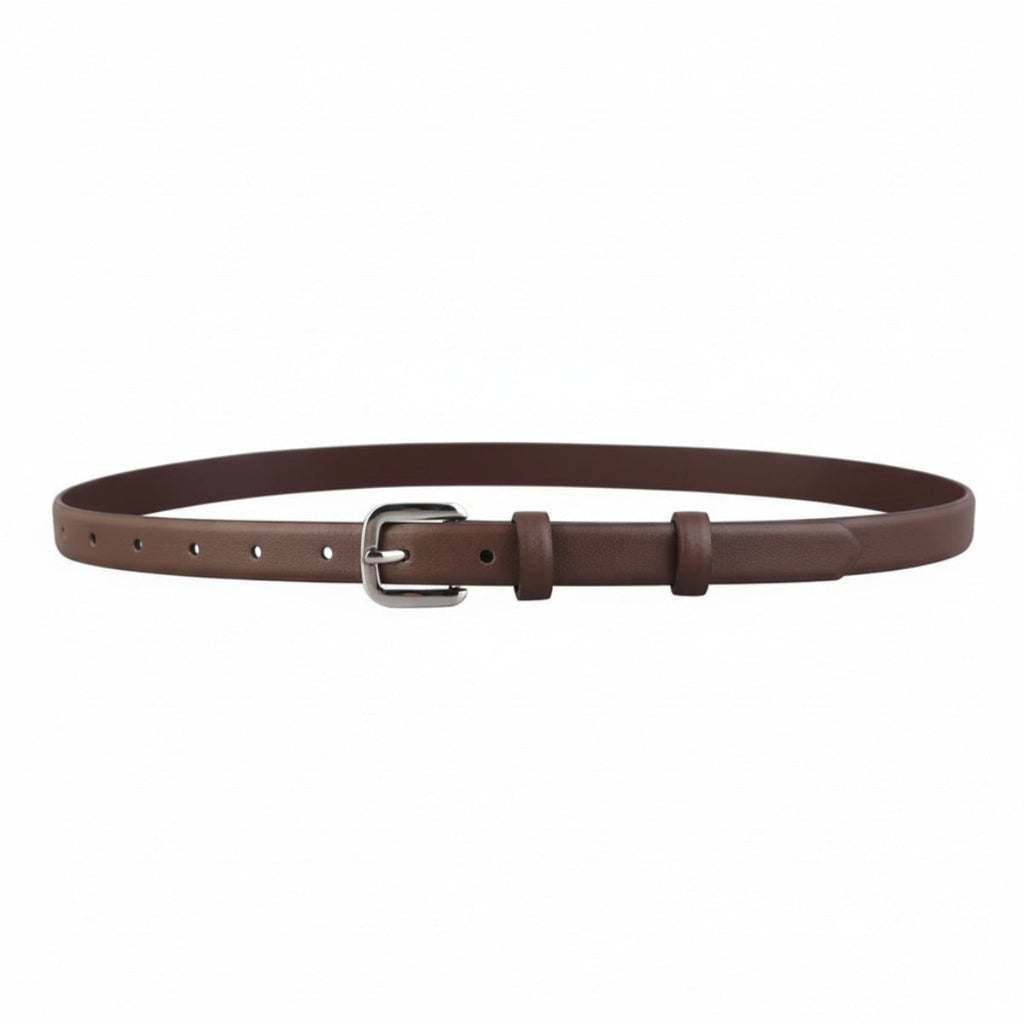 Women's Skinny Buckle Belt in Genuine Cowhide Leather