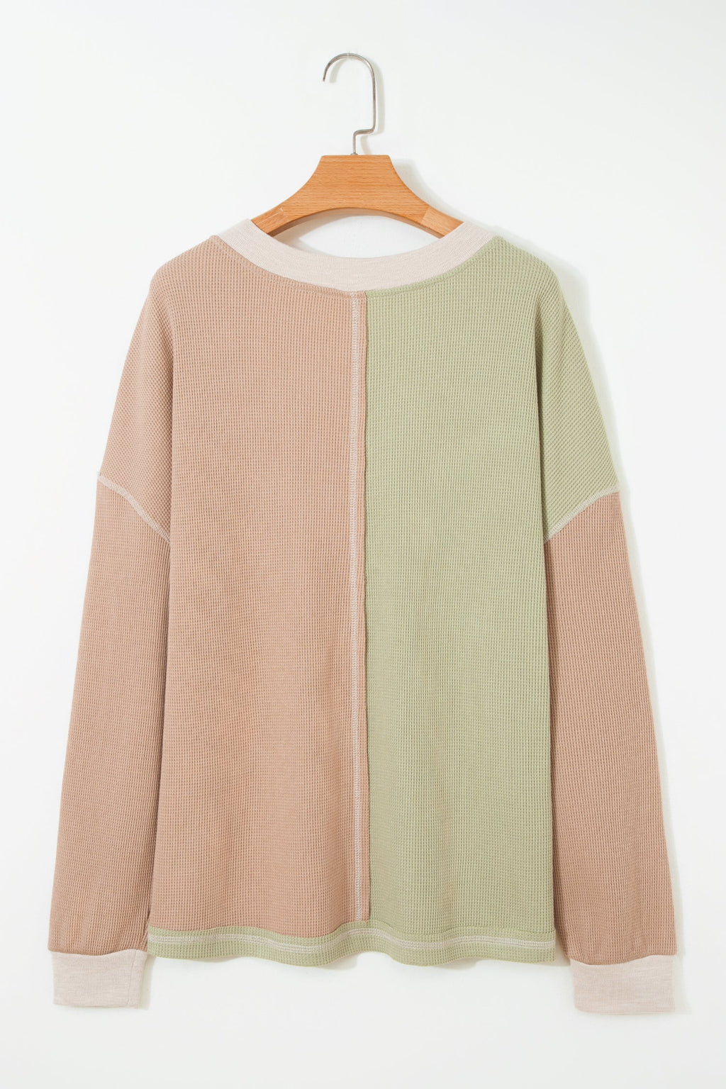 Color Block Patchwork V-Neck Top - Plus Size