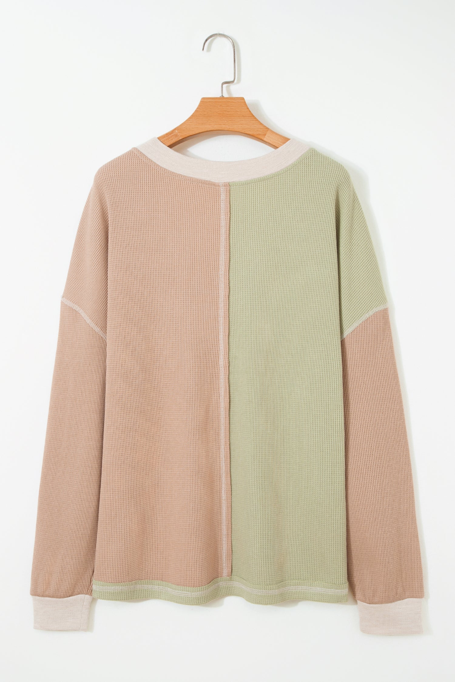 Color Block Patchwork V-Neck Top - Plus Size