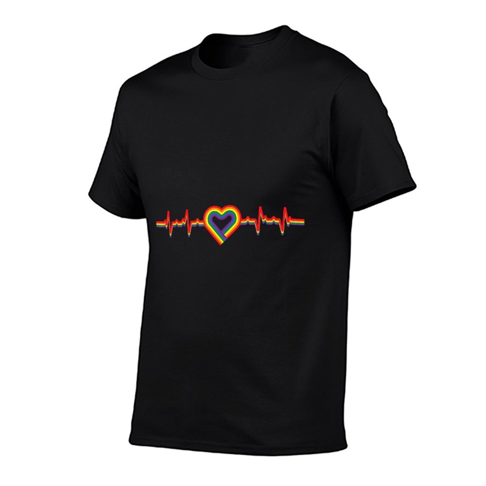 Colorful Rainbow Lgbt Heartbeat Love EKG Pulse  Relaxed-fit T-Shirt
