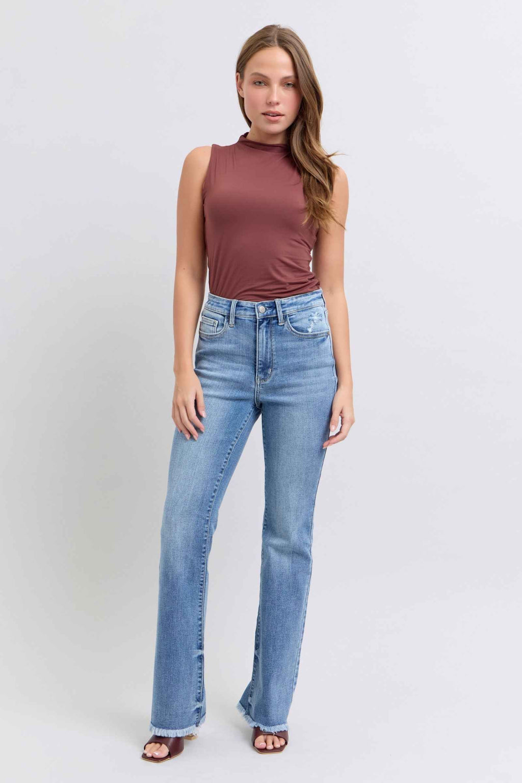 Judy Blue High Rise Bootcut Jeans - Raw Hem
