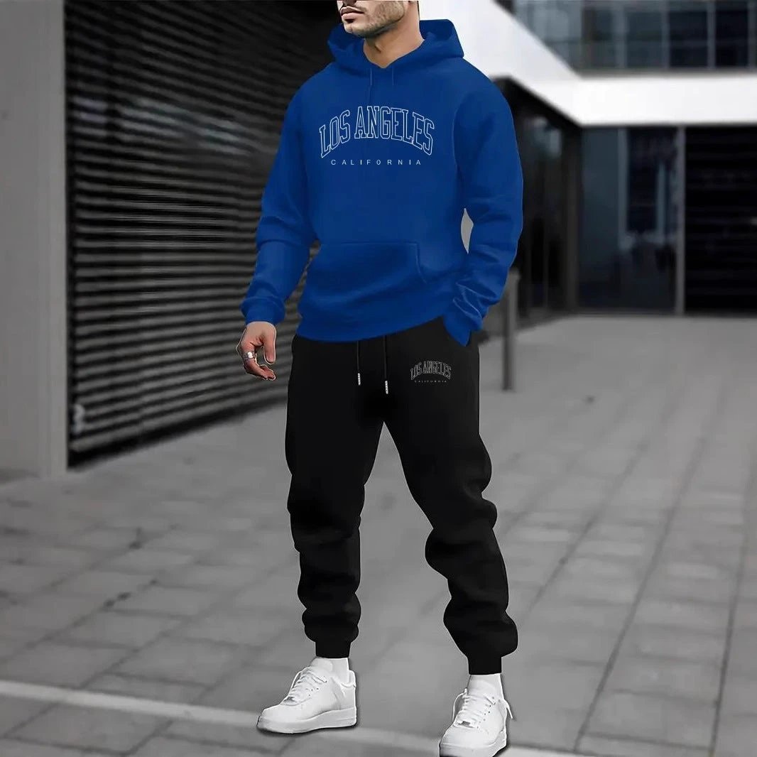 Men's Fleece-lined Letter Print Suit