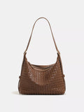 Woven PU Leather Shoulder Bag - Medium
