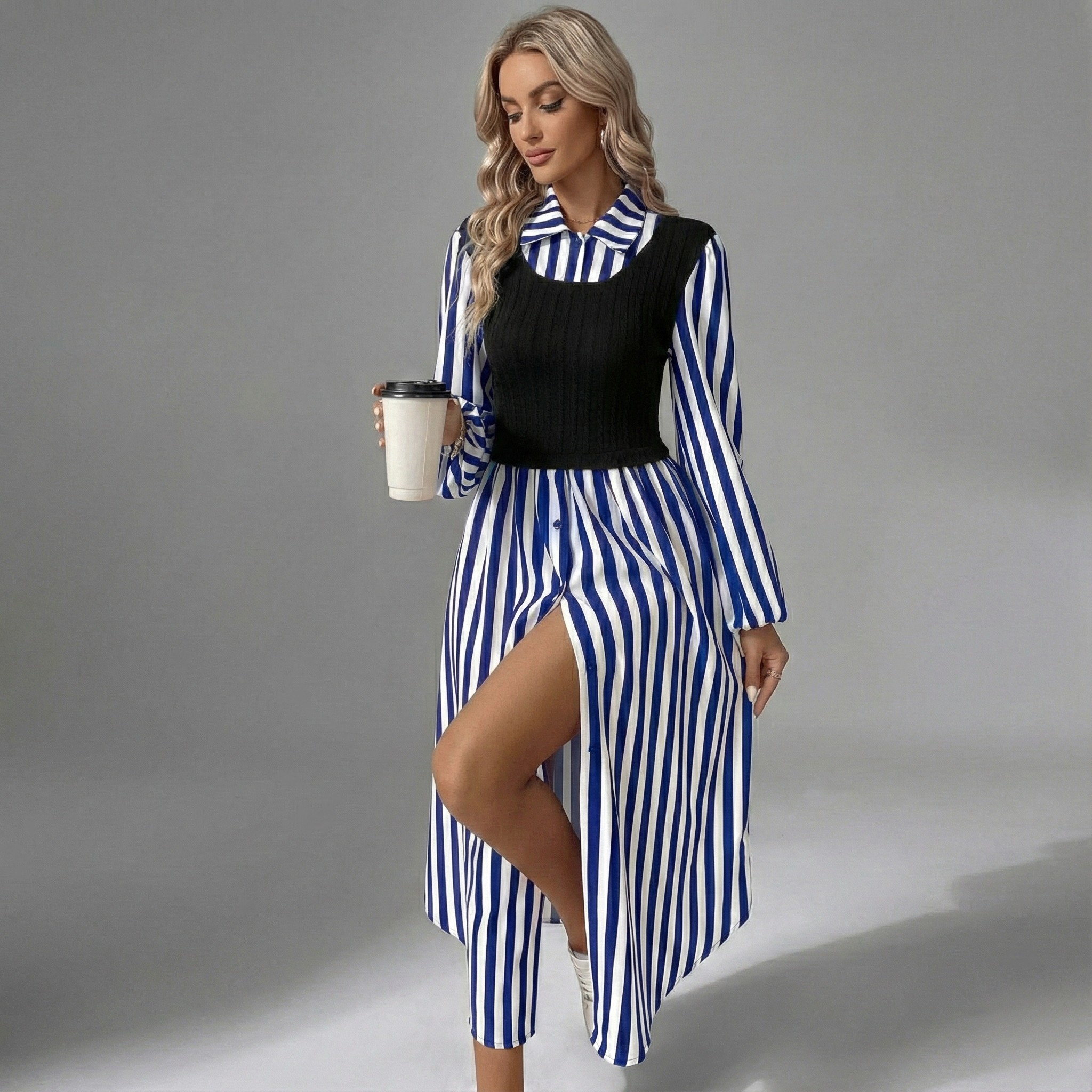 Striped Layred Midi Dress