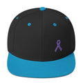 Cancer and Alzheimer's Awareness Flat Brim Snapback Hat with Purple Ribbon