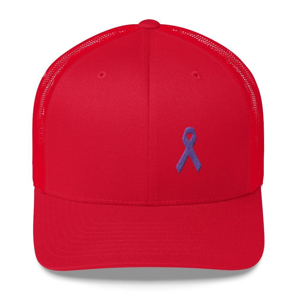 Cancer and Alzheimer's Awareness Snapback Trucker Hat with Purple Ribbon