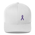 Cancer and Alzheimer's Awareness Snapback Trucker Hat with Purple Ribbon