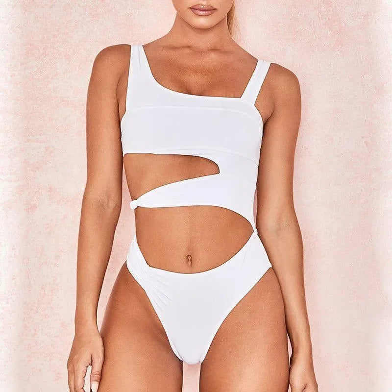 Candy Crush White Asymmetrical Swimsuit