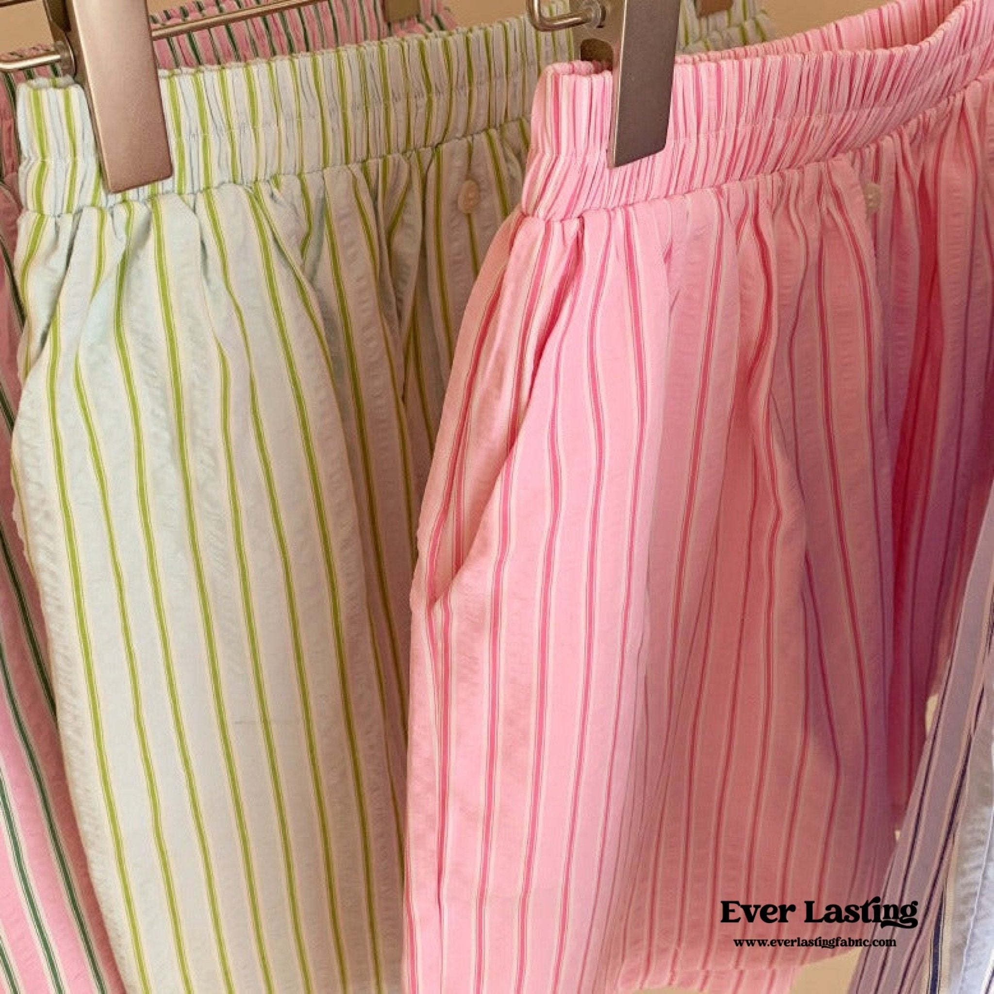 Candy Stripe Shorts Lounge Bottoms / Green