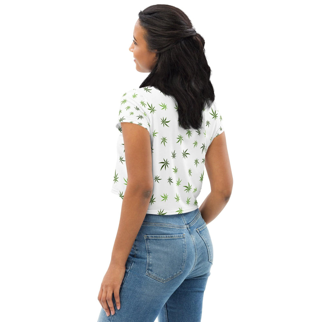 Women's All-Over Cannabis Crop Tee