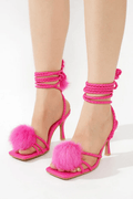 Cape Robbin Marje Brown Pom-Pom Lace-Up Heels