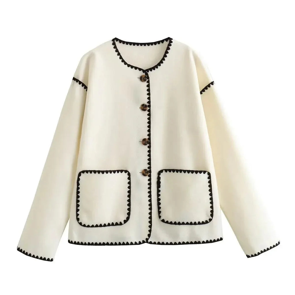 Casual Chic Ivory Button Up Jacket
