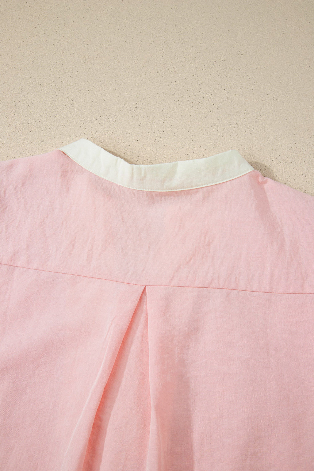 Light Pink Scallop Color Block Trim Puff Sleeve Mini Dress