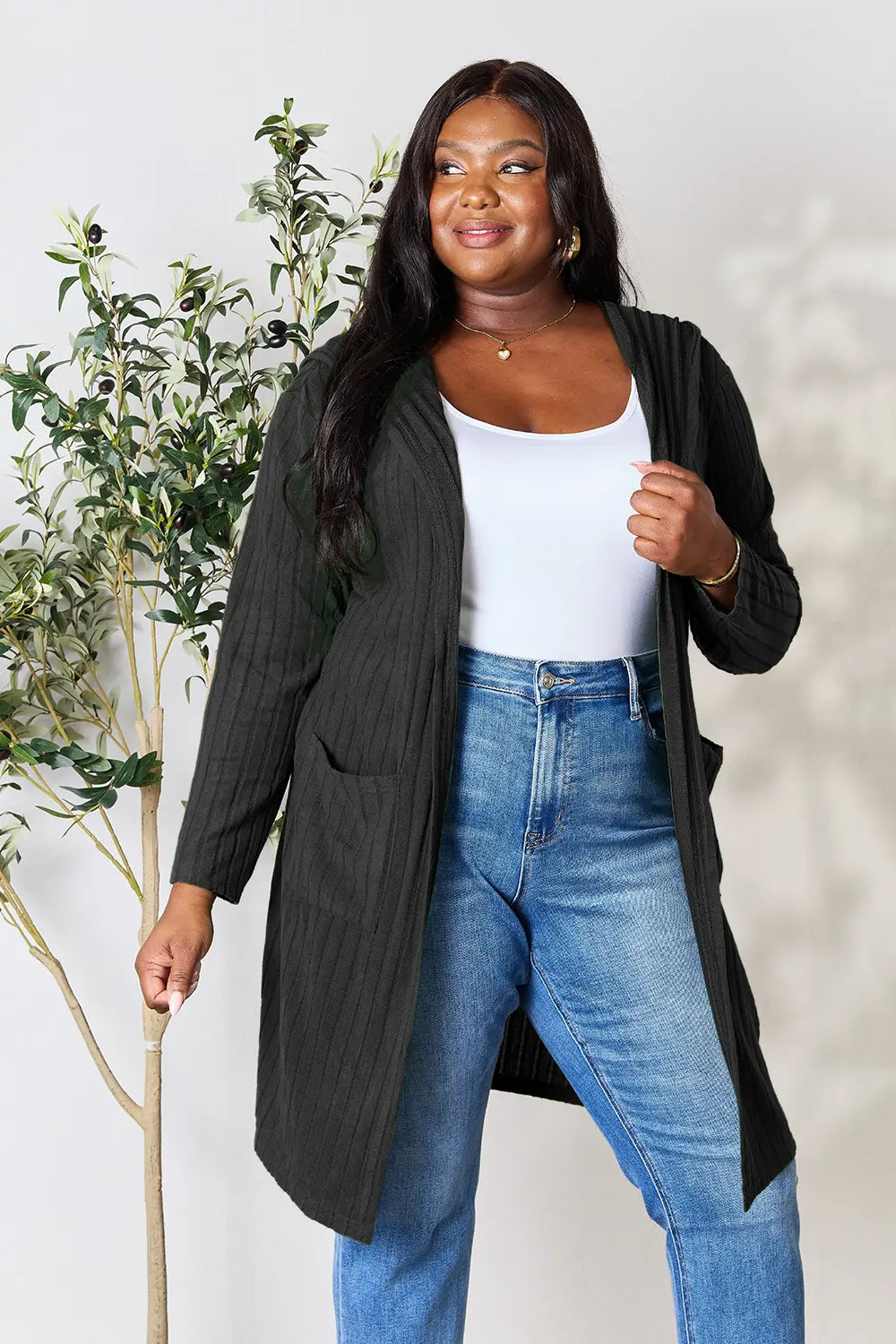 Basic Bae Full Size Hooded Cardigan