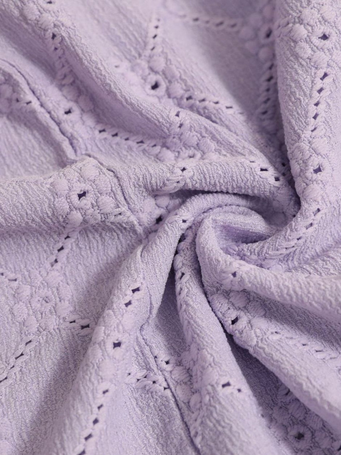 Eyelet Flutter Sleeve Round Neck Top