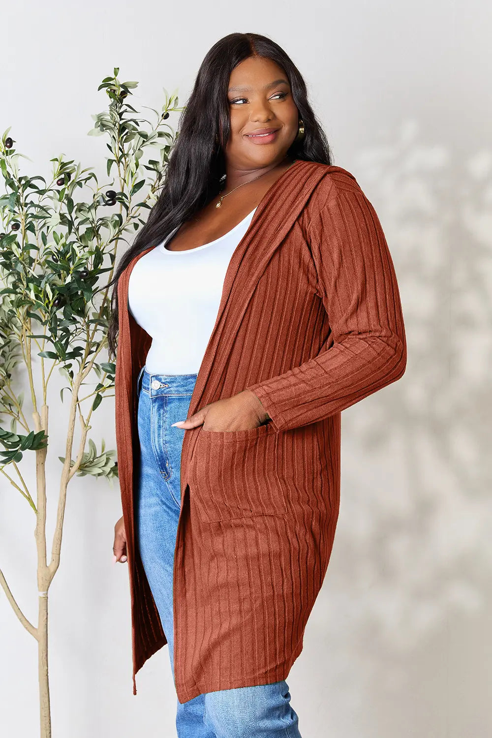 Basic Bae Full Size Hooded Cardigan