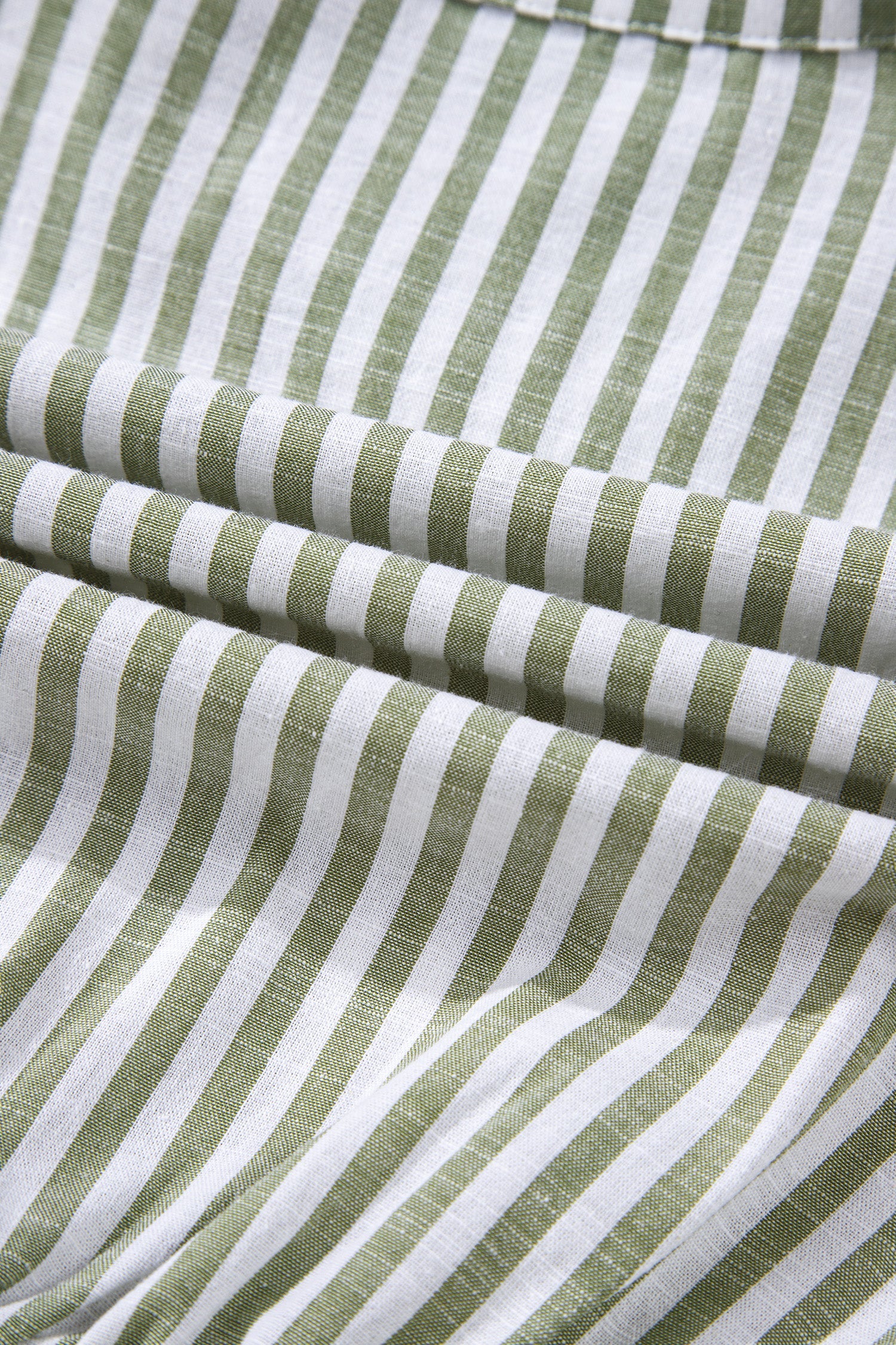 Green Stripe Tasseled Tie Neck Ruffled Short Sleeve Tiered Flattering Dress