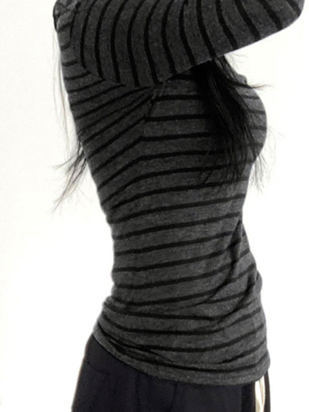 Striped Long Sleeve Boat Neck T Shirt