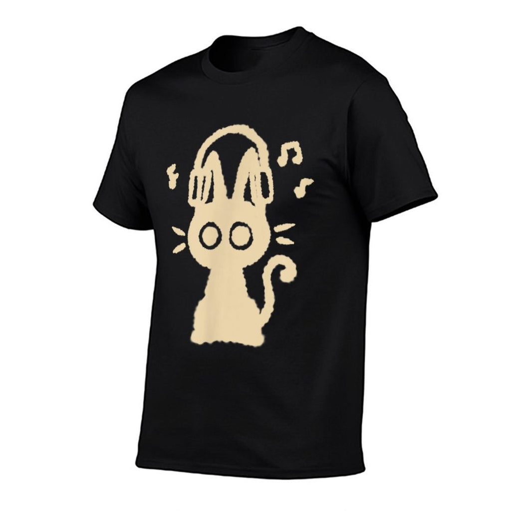 90s Y2K Funny Cute Cat Tomcat Kitten with Headphone Headset Men Women Kids  Eco-friendly Material T-Shirt