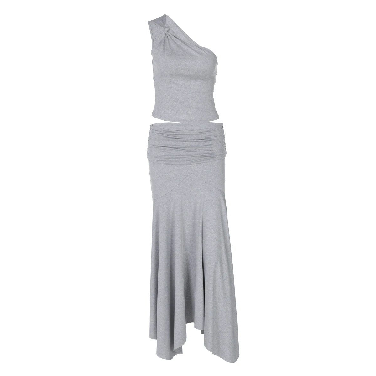 Ins Style Women's Solid Color Sleeveless Vest High Waist Skirt Two-piece Set