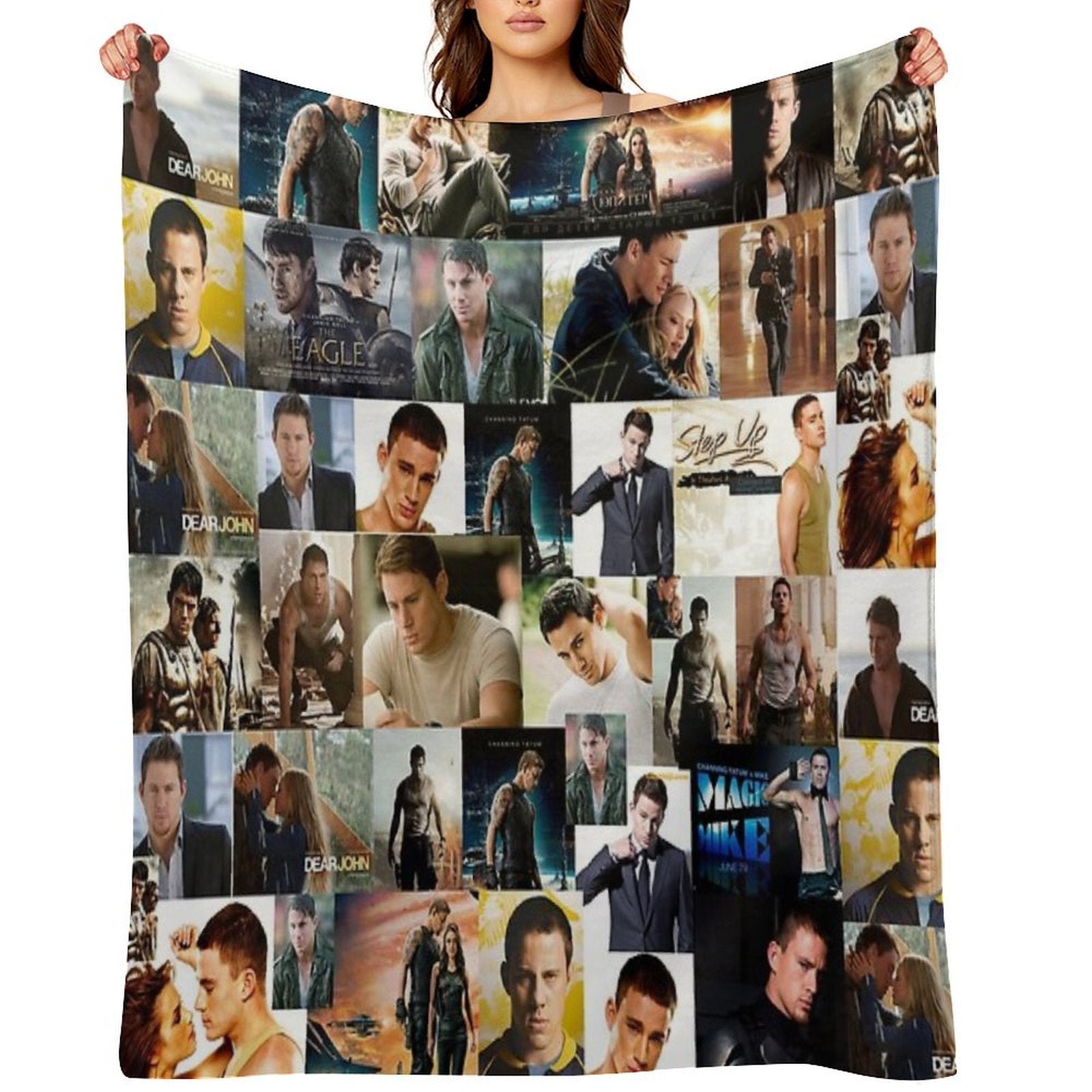 Channing Tatum Seamless Squarish Photo Collage Throw Blanket
