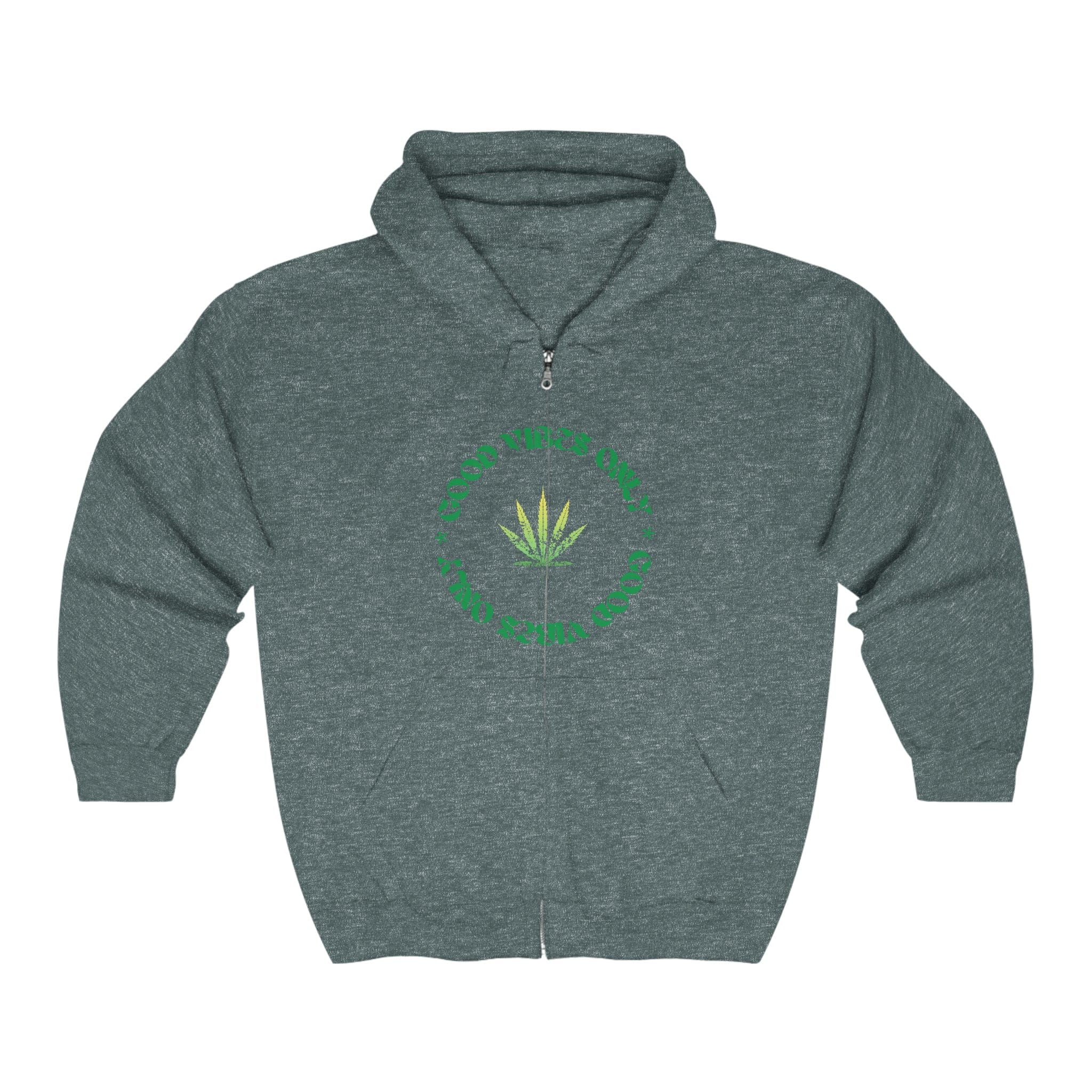 Good Vibes Only Men's Weed Zip Up Hoodie