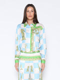 Checkmate Satin Long Sleeve Button Down Shirt