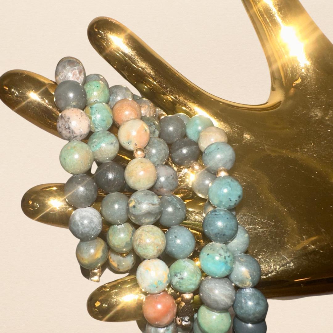 Genuine Chrysocolla Stone Crystal Bracelet with 14k Gold Filled Spacers 7 - 11