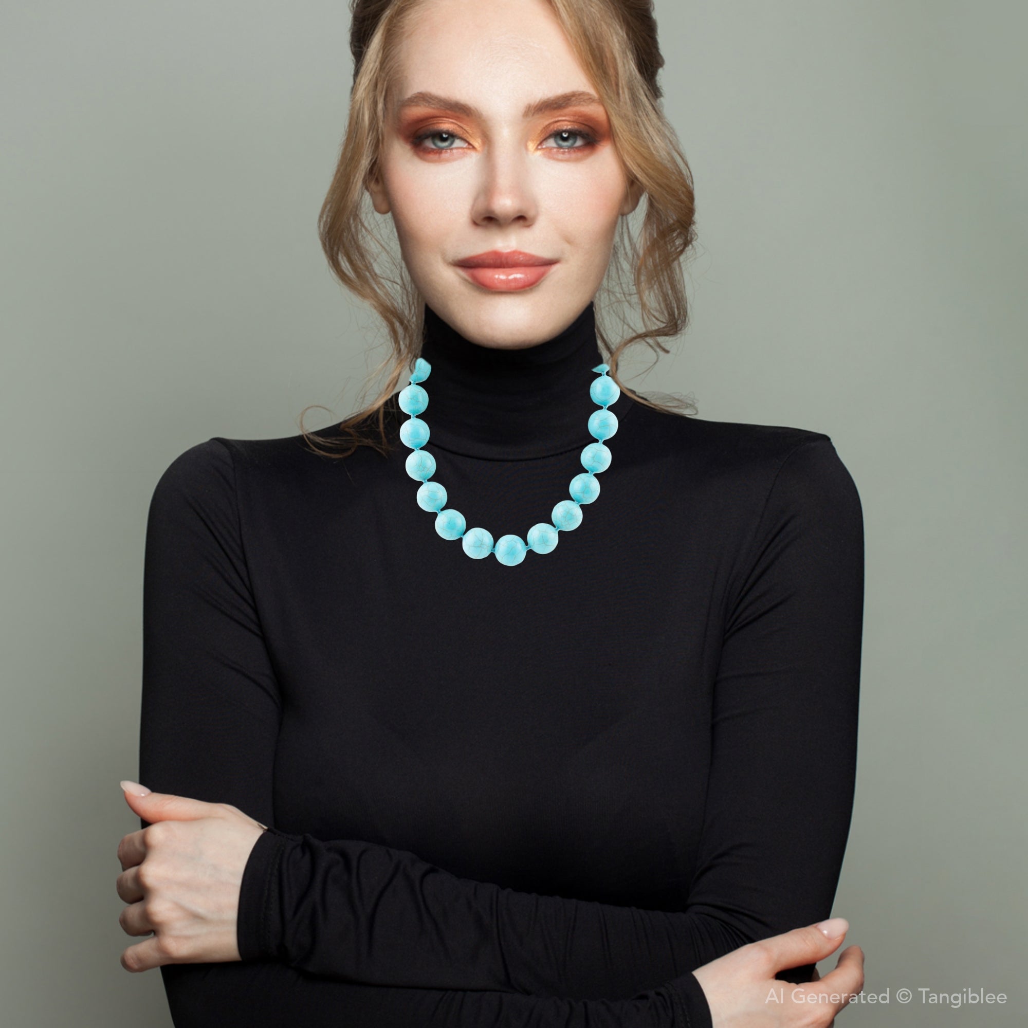 Chunky Blue Turquoise Magnesite Beaded Necklace
