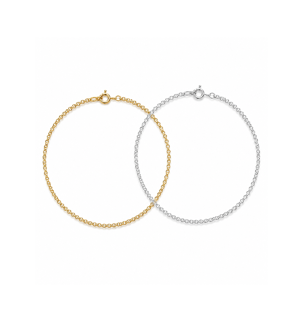 Classic Flat Oval Link Chain Sterling Silver or Gold Plated