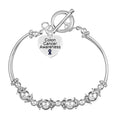 Colon Cancer Awareness Heart Charm Partial Beaded Bracelet