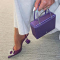 Color Cinderella Pointed Toe Enchanting Purple Crystal Brooch Heels