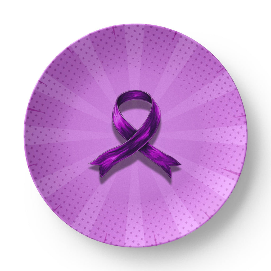 Comic Purple Ribbon Collectible Plate for Epilepsy Awareness