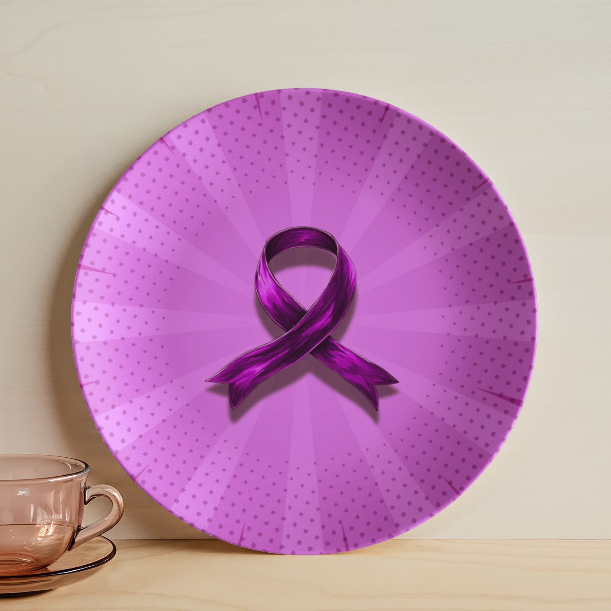 Comic Purple Ribbon Collectible Plate for Epilepsy Awareness