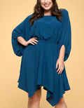 Solid Woven Boat Neckline Dress