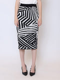 Contrast Zebra Print Back Slit Mini Knit Skirt