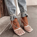 Controversial Square Toe Mesh White Sandals