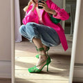 Controversial Square Toe Mesh Green Sandals