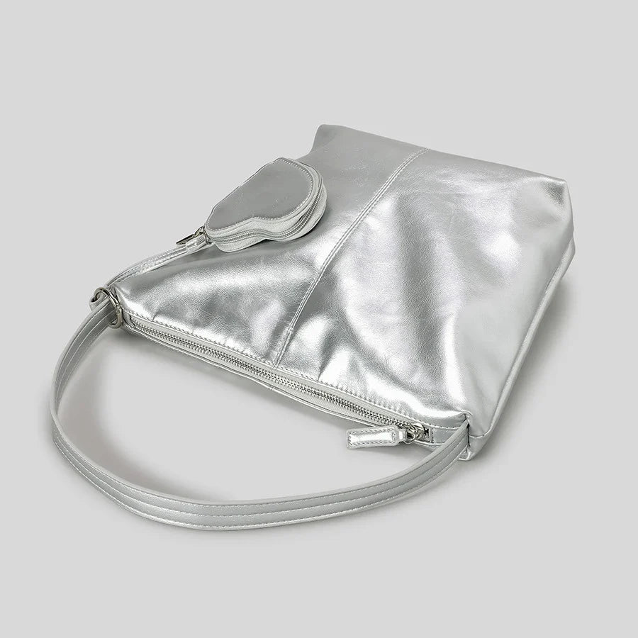 Cosmo Veil Bucket Shoulder Bag with Heart-Shaped Purse