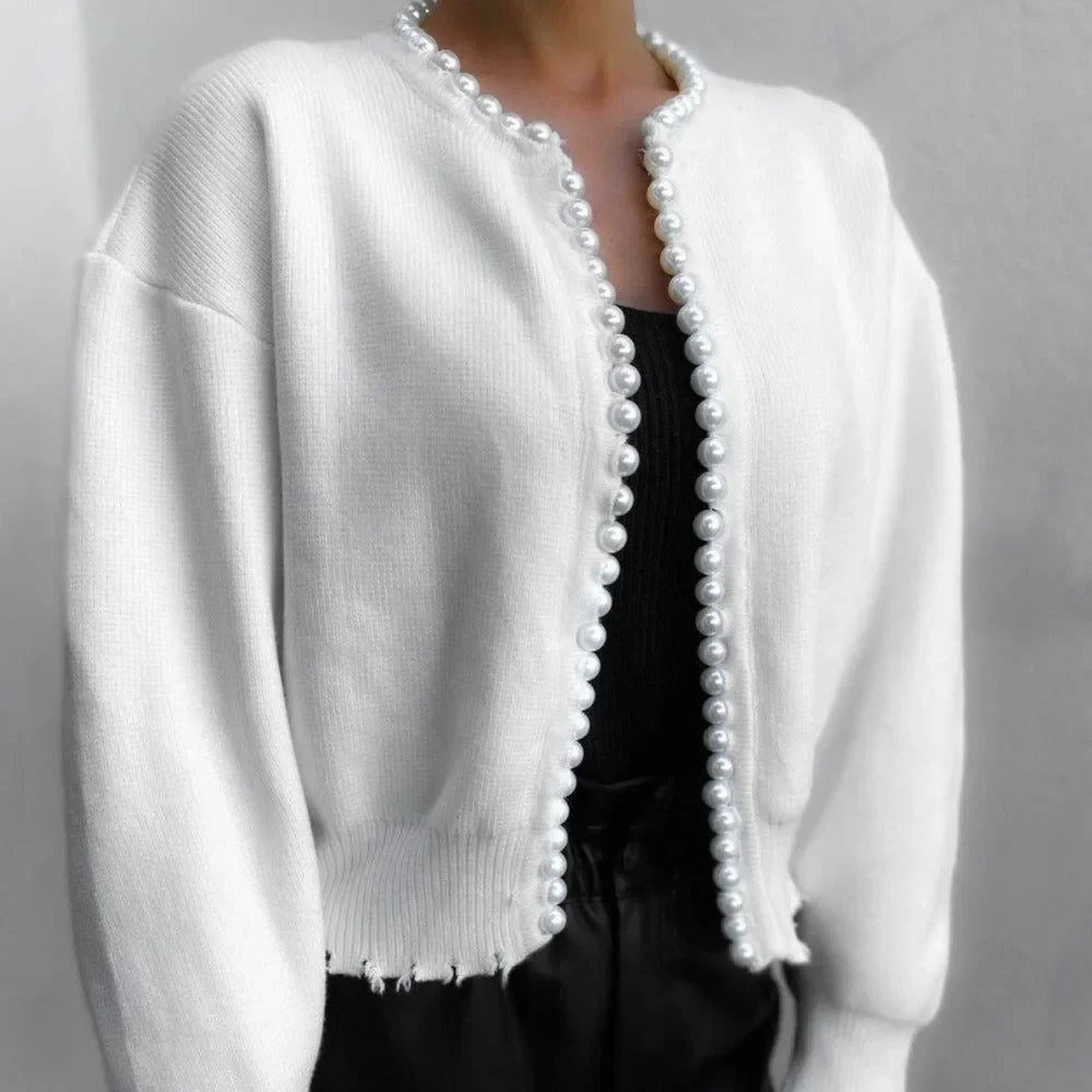 Crave Pearl White Knit Cardigan